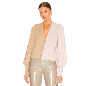 Cami NYC Maya Cardigan M Cashew Colorblock Wool Pearl Button Sweater Soft Girl